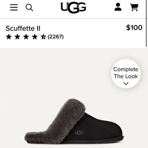 UGG Scuffette II Black Suede with Sheepskin Trim